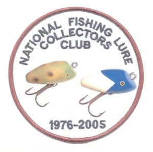 Vintage NFLCC Fishing Lures Old Bobbers Patch & Pin Button 